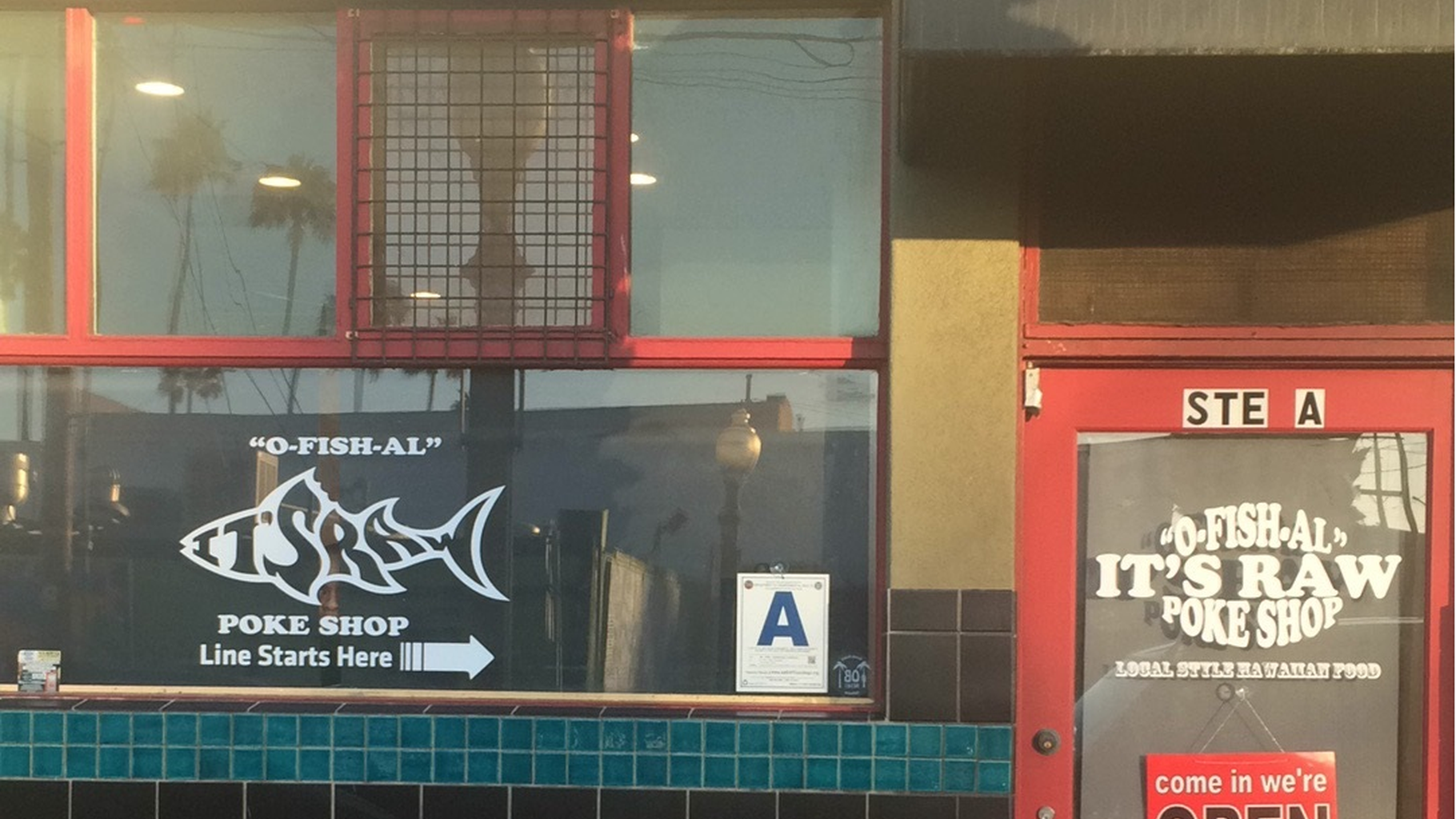 It's Raw Poke Shop storefront on Newport Avenue Ocean Beach